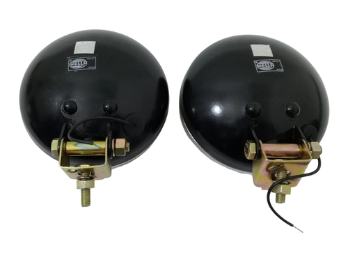 Pair Hella Round Fog Lamp Yellow Glass + Cover With H3 12V 55 Bulb Universal - Picture 15 of 20