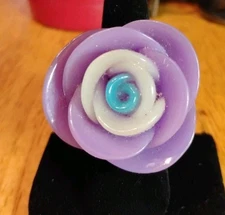 Bold Huge Purple LOTUS BLOSSOM LOOK FLOWER plastic statement ring 7