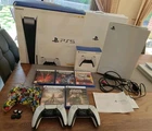PS5 PlayStation 5 Disc Edition 825GB Console Bundle. 2 Controllers+Skins 5 Games