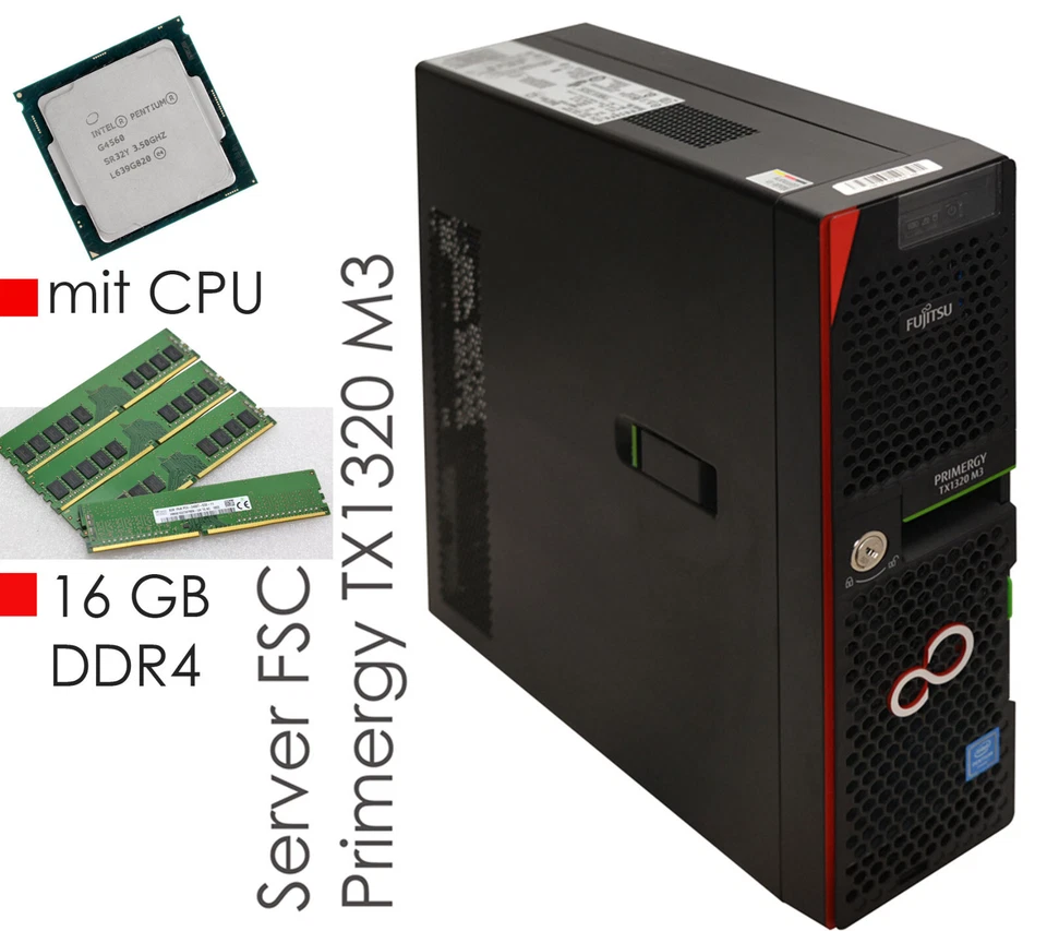 PRIMERGY TX1320 M3 SERVER 16GB DDR4 +INTEL CPU 3,5GHz D3307-A13 LSI MegaRAID 12G - Bild 3 von 4