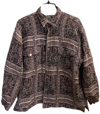Vintage More Core Division Quilt Lined Jacket Abstract Paisley Purple Adult Sz S