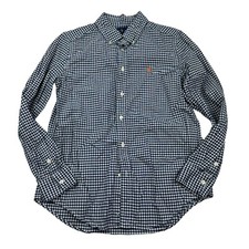 Boys Ralph Lauren Polo Blue Gingham Check Button Up Kids Shirt Sz Large 14-16