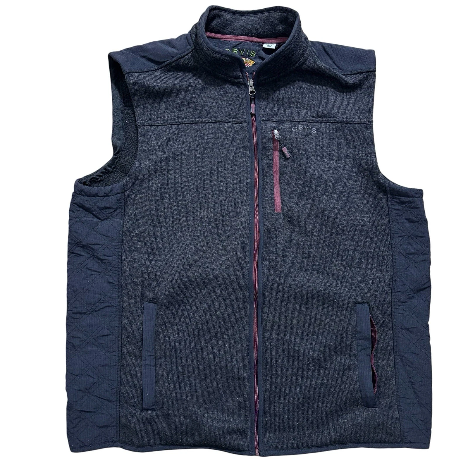 Orvis Men’s XXL Vest Knit Fleece Full Zip Pockets Fishing Hiking Outdoor Gray