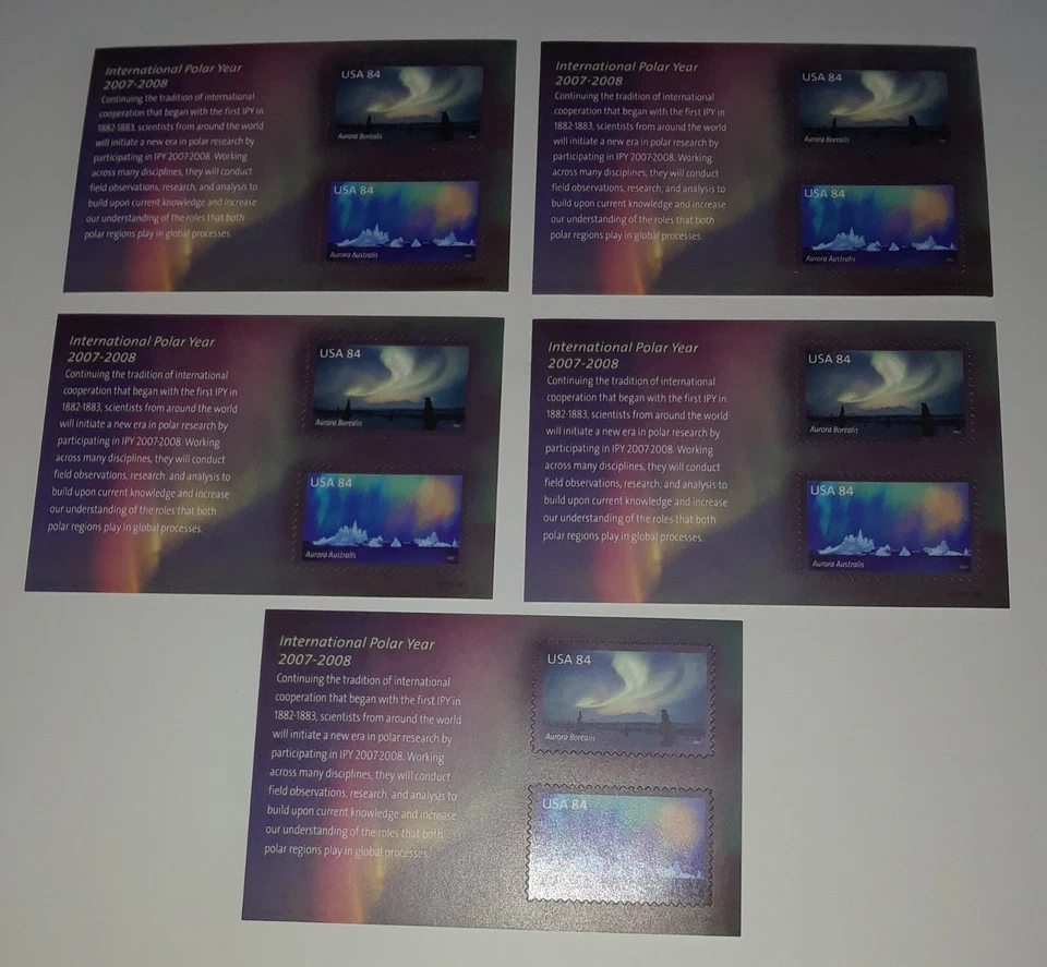 Five panes of INTERNATIONAL POLAR YEAR 2007-2008 84¢ US Stamps. USA Scott # 4123 - Image 3 of 4