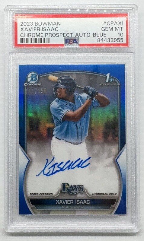 Xavier Isaac 2023 Bowman #CPA-XI Chrome Prospect Auto - Blue 