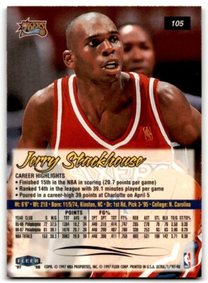 1997-98 Fleer Ultra Jerry Stackhouse Philadelphia 76ers #105 | eBay