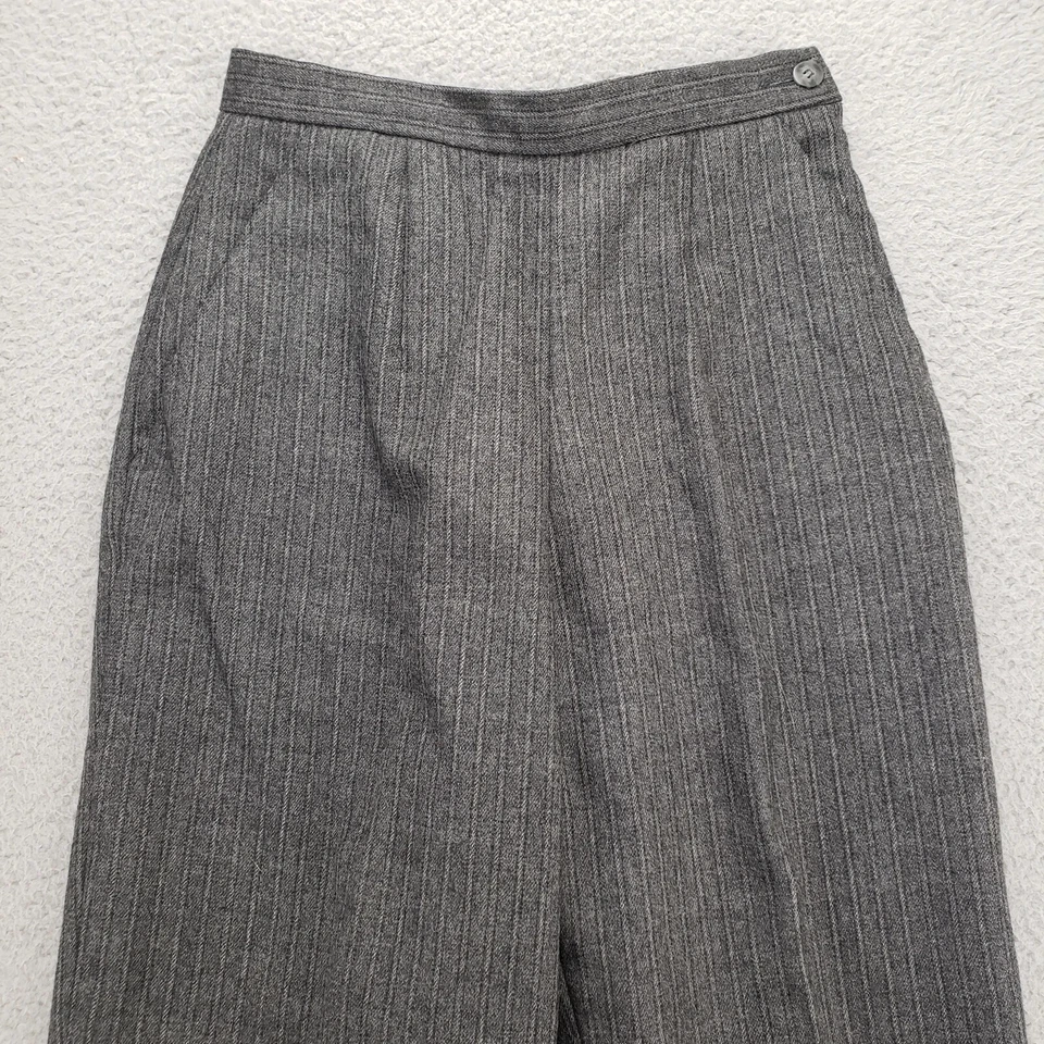 Calça social feminina limitada 2 cinza lã bolsos puxar perna reta trabalho - Imagem 2 de 4