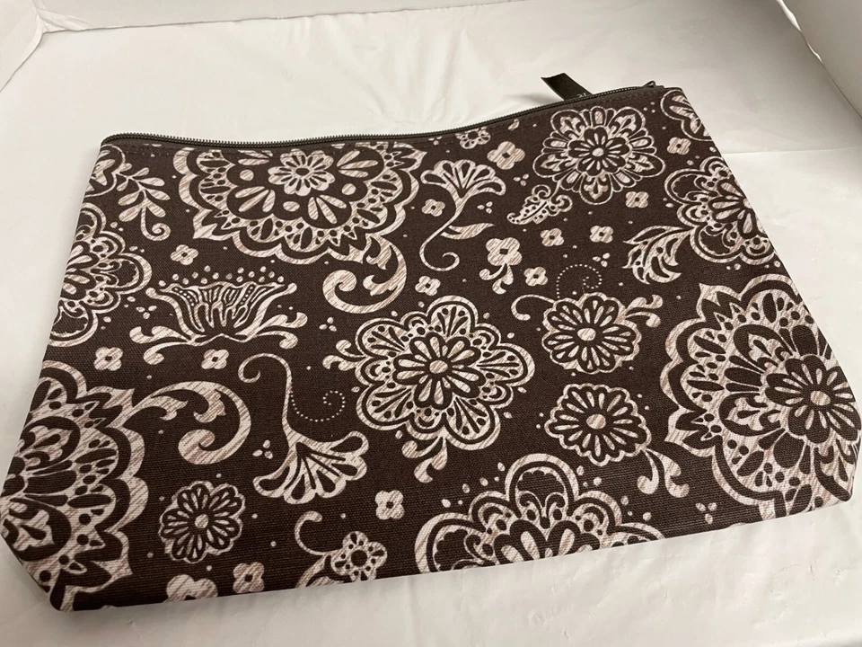 Thirty-One 31 Mini Bolsa con Cremallera Marrón Bloques de Madera Diseño Floral NUEVO Foto 2 de 4