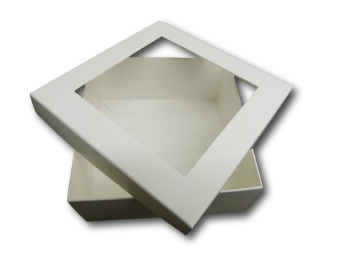 20 WHITE 3 x 3 INCH BOXES WITH WINDOW LID, GIFTS, CAKES, BROWNIES, 8CM / 80MM - Picture 3 of 3