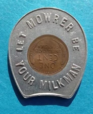 Mowrer's Dairy Milkman Keep Me & Never Go Broke Good Luck Horseshoe 1945 Penny