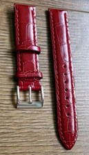 16mm VINTAGE APOLLO LEATHER CROCODILE GRAIN CLARET WATCH STRAP SILVER BUCKLE