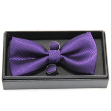 JUNELILY Pre-Tied Adjustable Bow Tie, Handkerchief & Cufflinks Set for Wedding