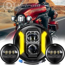 7"inch LED Headlight + 4.5" Fog Lights KIT For Harley Motorcycle Davidso Combo