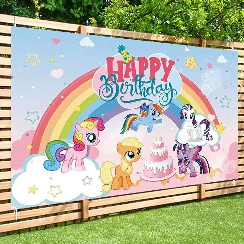 Декоративный фон для вечеринки на день рождения тема My Little Pony 5x3,5 фута - Изображение 3 из 4