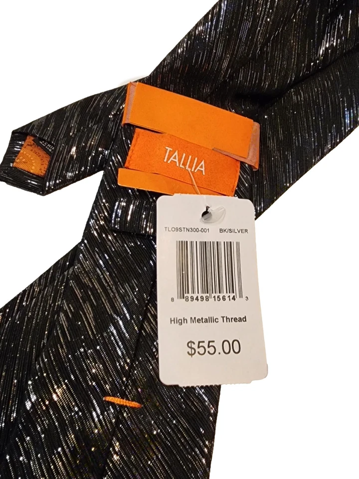 Винтажный роскошный галстук TALLIA с высокой металлической нитью (новый с бирками) - Изображение 4 из 4