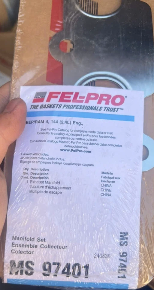 Junta de colector de escape Felpro MS 97401 para Jeep Cherokee Compass Renegade Ram Foto 2 de 2