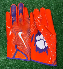 Nike Clemson Tigers Team Issued Vapor Jet 8.0 Football Gloves Orange Size XL New