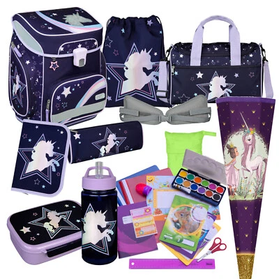 Schulranzen-Set DREAMLAND 23 Teile Glitzerpferd mit Einhorn-Schultüte uvm Scooli
