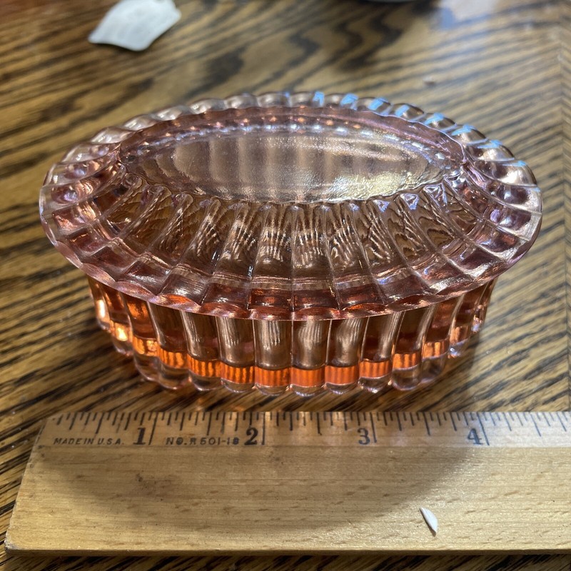 Fenton Art Glass Oval Dresser Box & Lid Footed Ribbed Pattern