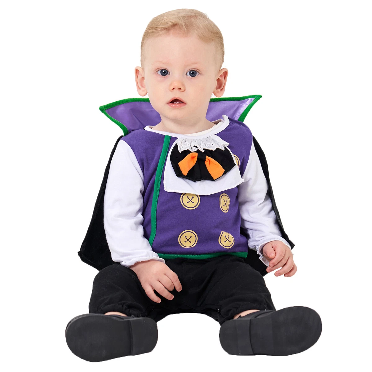Purple Black Bat Vampire Costume for Baby Boys Infant 6M 12M 24M Halloween