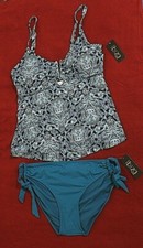 Ibiza Tankini Set size 1X/16W Teal Blue/Print