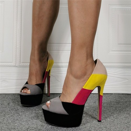 Mujeres Tacón Alto Puntera Abierta Zapatos Taco aguja Zapatos Sin Cordones  Mocasín Plataforma Bombas Sandalia Zapato Caliente | eBay