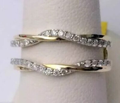 2 Ct Round Cut Simulated Diamond Enhancer Wedding Ring 14K Two Tone Gold Plated