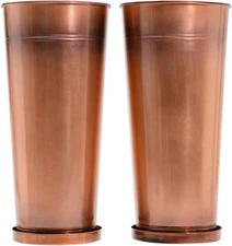 28In Handcrafted Tall Copper Metal Vintage Lightweight Planter Set Porches/Indoo