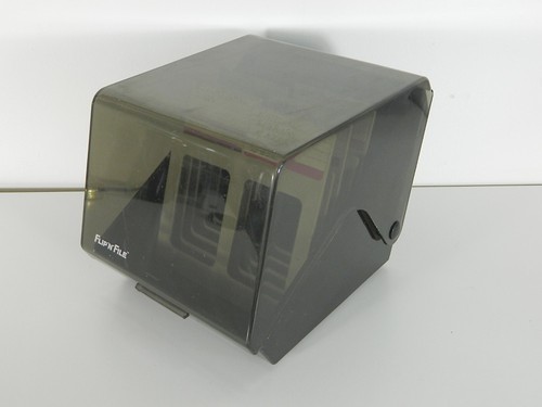 Flip N File 5.25 Floppy Disk Smoked Plastic Storage Organizer Dividers Vtg PC