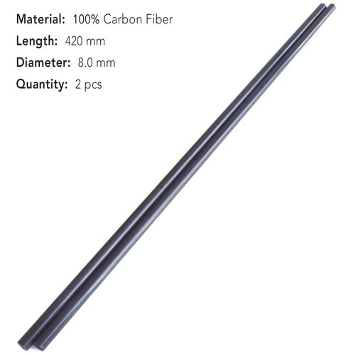 2pcs 8mm Carbon Fiber Rods 8.0x420mm,Solid Carbon Fiber Tube(pultrusion),6/10... - Afbeelding 2 van 4