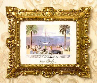 R. Dufy Promenade a Nice Gold Gerahmtes 45cm Bild Barock Nizza Promenade Vintage - Bild 1 von 4