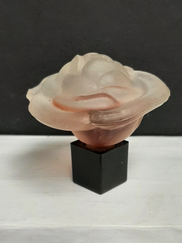 Vintage Fragonard Frosted Glass Rose Perfume Bottle