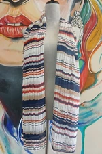 NWT 2 Chic Colorful Striped Rectangular Scarf Light Multicolor Sz 71.5" x 26.5"