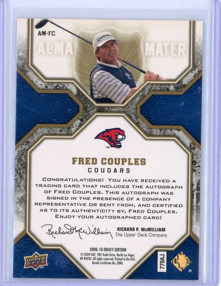 2009-10 Upper Deck Draft Edition #AM-FC FRED COUPLES Auto /99 - Houston Cougars - Image 2 of 2