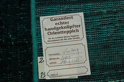 Tapis Orient Vintage Bleu Turquoise 190x120 Cm - Laine, Handgeknüpft, Neuf