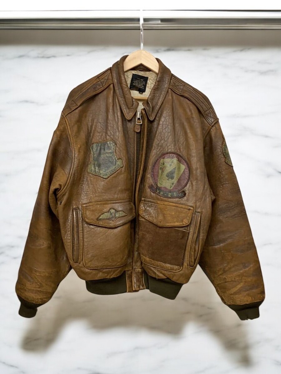 AVIREX Aー2 フライトジャケット made in USA 38 AVIREX A-2 Leather Flight Jacket USA Made Brown Size M 1978