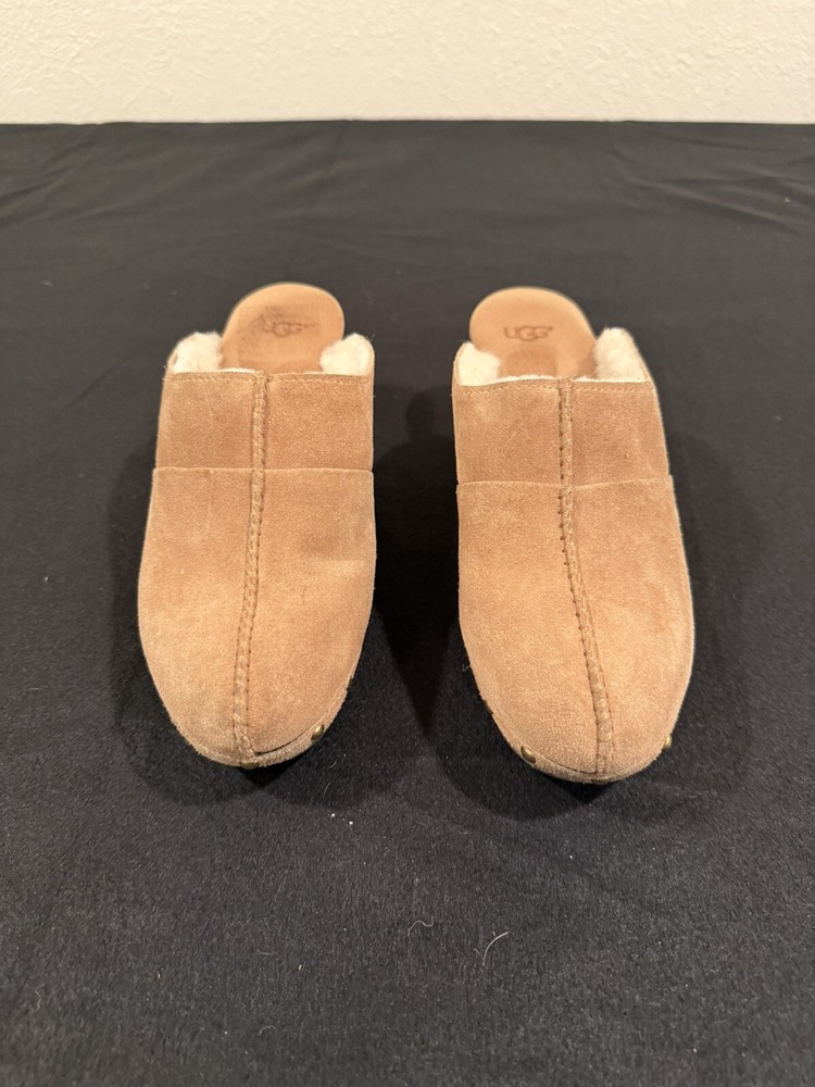 Ugg Kalie Tan Suede Clog Shearling Size 8