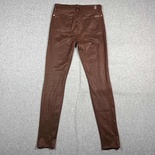 Pantalones de mezclilla ajustados recubiertos elásticos 7 For All Mankind para mujer talla 25 marrón - Imagen 2 de 17