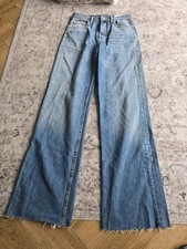 Zara High Rise Wide Leg  Raw Hem Denim Jens Size Eu38 USA 6 UK 10