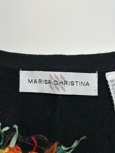 Marisa Christina Black Christmas Embroidered Ugly Sweater Vest Size Large VTG - Picture 13 of 15
