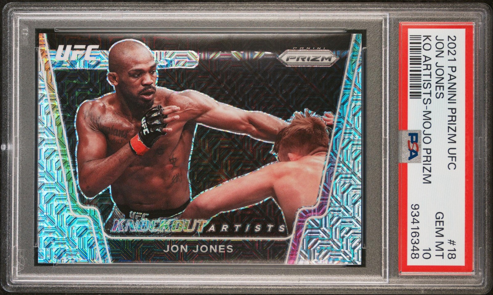 2021 Panini Prizm UFC Jon Jones #18 Knockout Artists Mojo /25 PSA 10 view 1