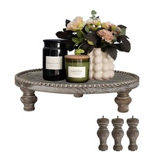 Farmhouse Wood Riser for Display, Decorative Pedestal Stand for Kitchen Count...