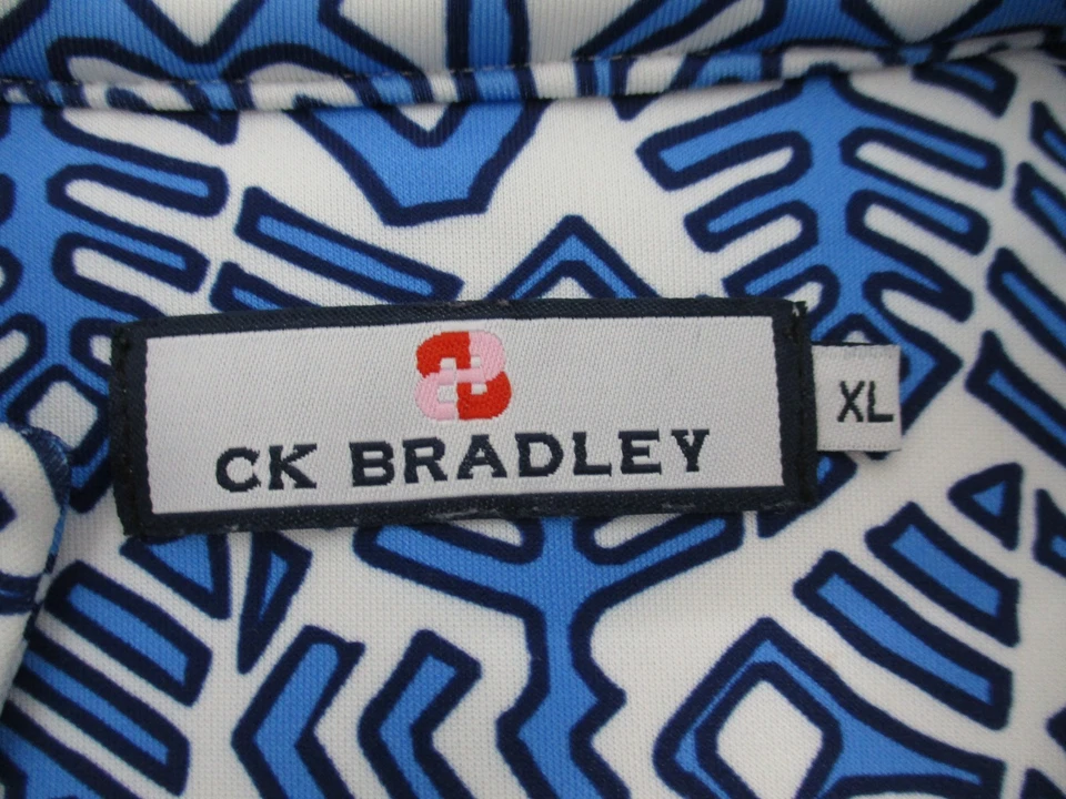 CK Bradley Womens XL Dress White Geometric Beach Nautical Maxi Blue White Beach - Image 3 of 4