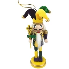 Mardi Gras Jester Holding Scepter Wooden Nutcracker Christmas Ornament 6 inch