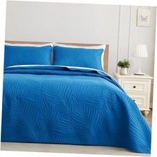 Queen Quilt Bedding Set, Lightweight Royal Blue Quilts Queen Full Size for