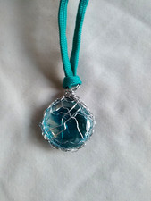 Boho Necklace Wire Wrapped Glass Pendant Necklace 19" Gift