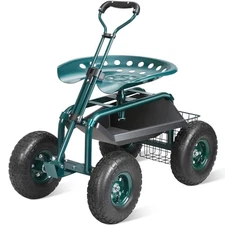 Garden Cart Rolling Workseat with Wheels  Gardening Stool for Planting  360 Deg