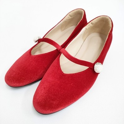 ONE TWO & CO. Unused Mary Jane RED 40 Velvet China Shoes pumps Red 5-0710G 