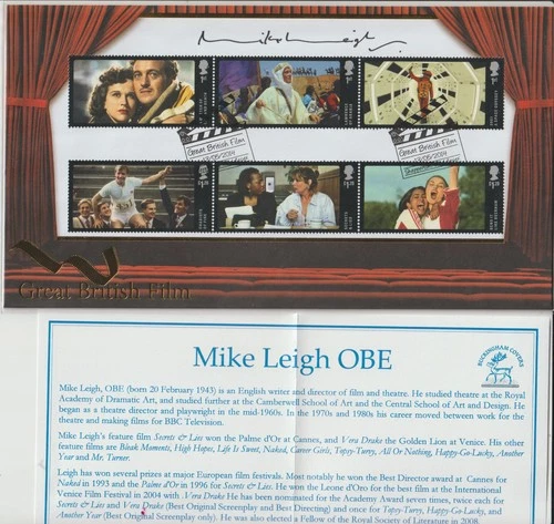 GREAT BRITISH FILM - SIGNED MIKE LEIGH - 2014 FIRST DAY COVER