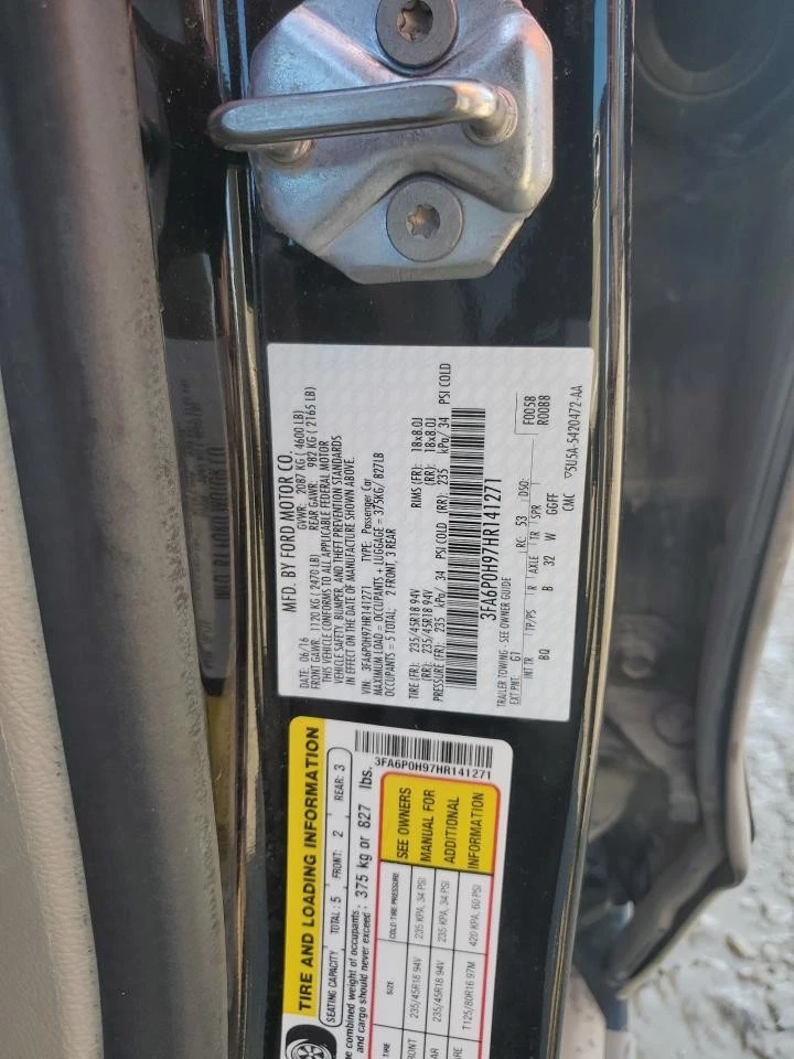 Used Front Left Fender fits: 2017 Ford Fusion L. w/o charging port Front Left Gr - Image 4 of 4